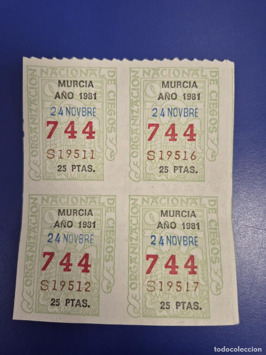 Cupones ONCE: CUPON ONCE BLOQUE DE 4 MURCIA 24 DE NOVIEMBRE 1981