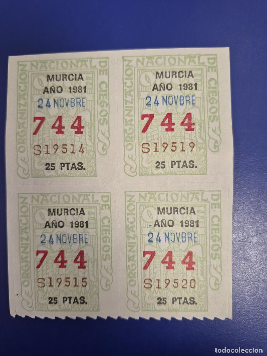 Cupones ONCE: CUPON ONCE BLOQUE DE 4 MURCIA 24 DE NOVIEMBRE 1981