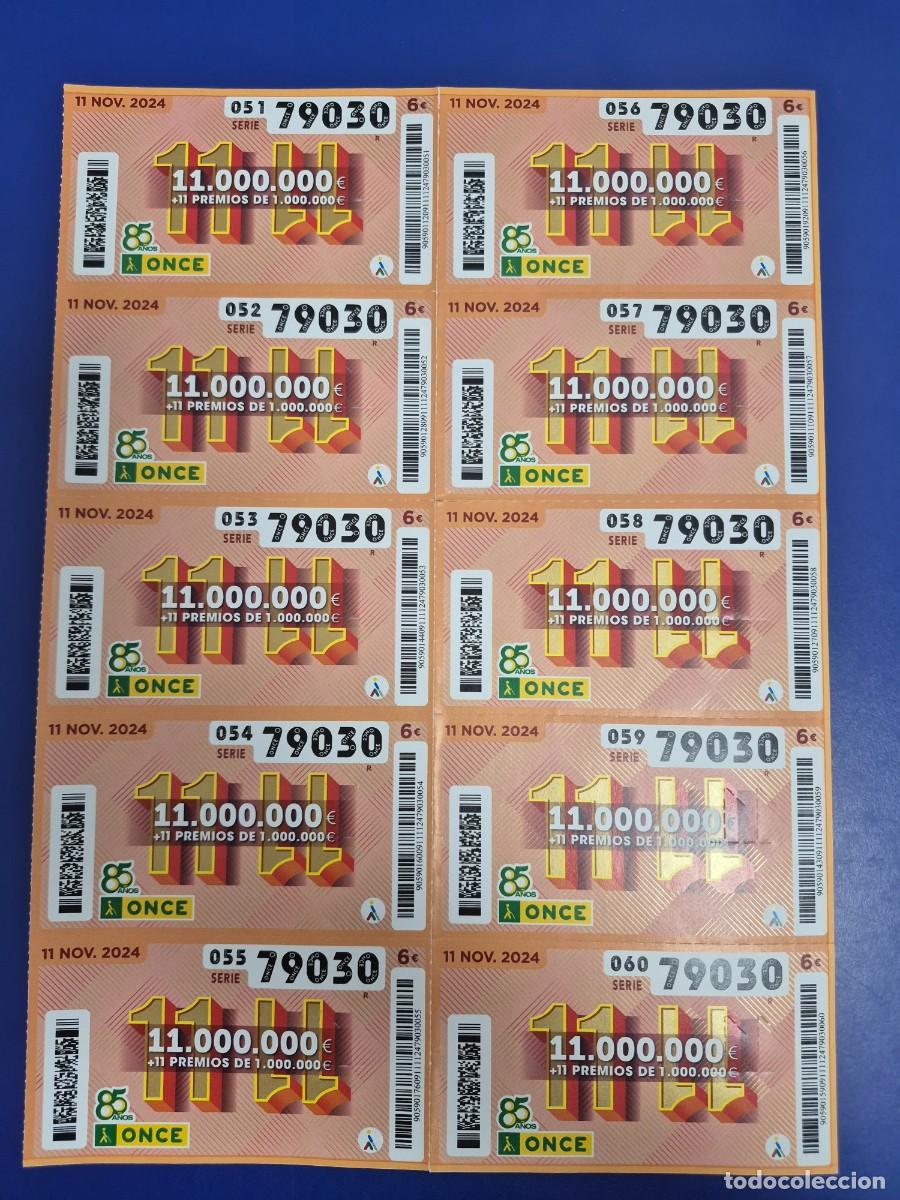 Cupones ONCE: CUPON ONCE 11 DE NOVIEMBRE 2024 BILLETE COMPLETO