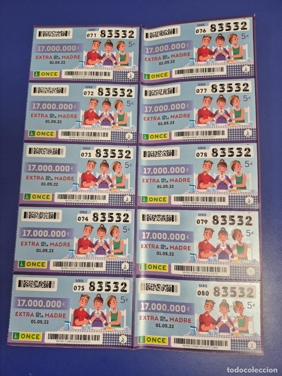 Cupones ONCE: CUPON ONCE DIA DE LA MADRE 1 DE MAYO 2022 BLOQUE DE 10