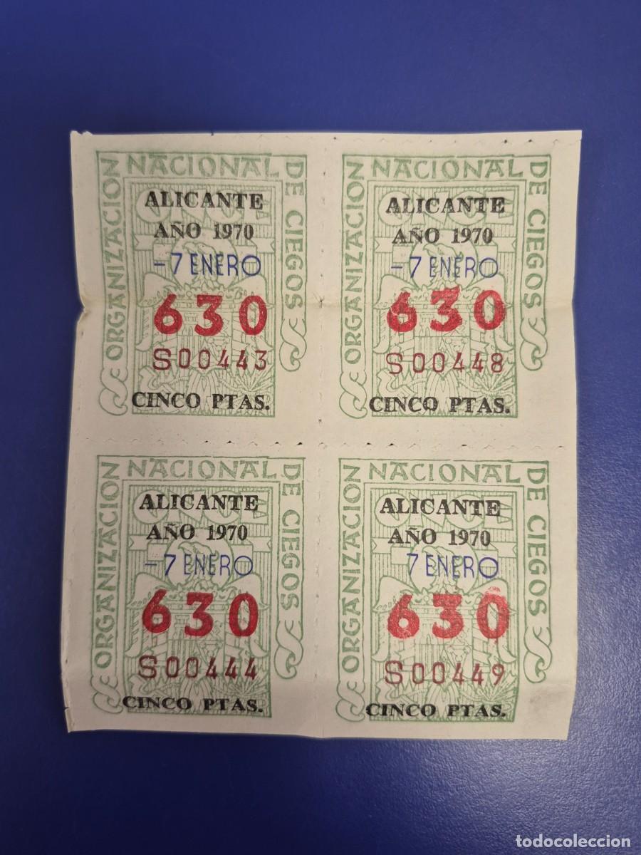 Cupones ONCE: CUPON ONCE 7 DE ENERO DE 1970 BLOQUE DE 4 ALICANTE