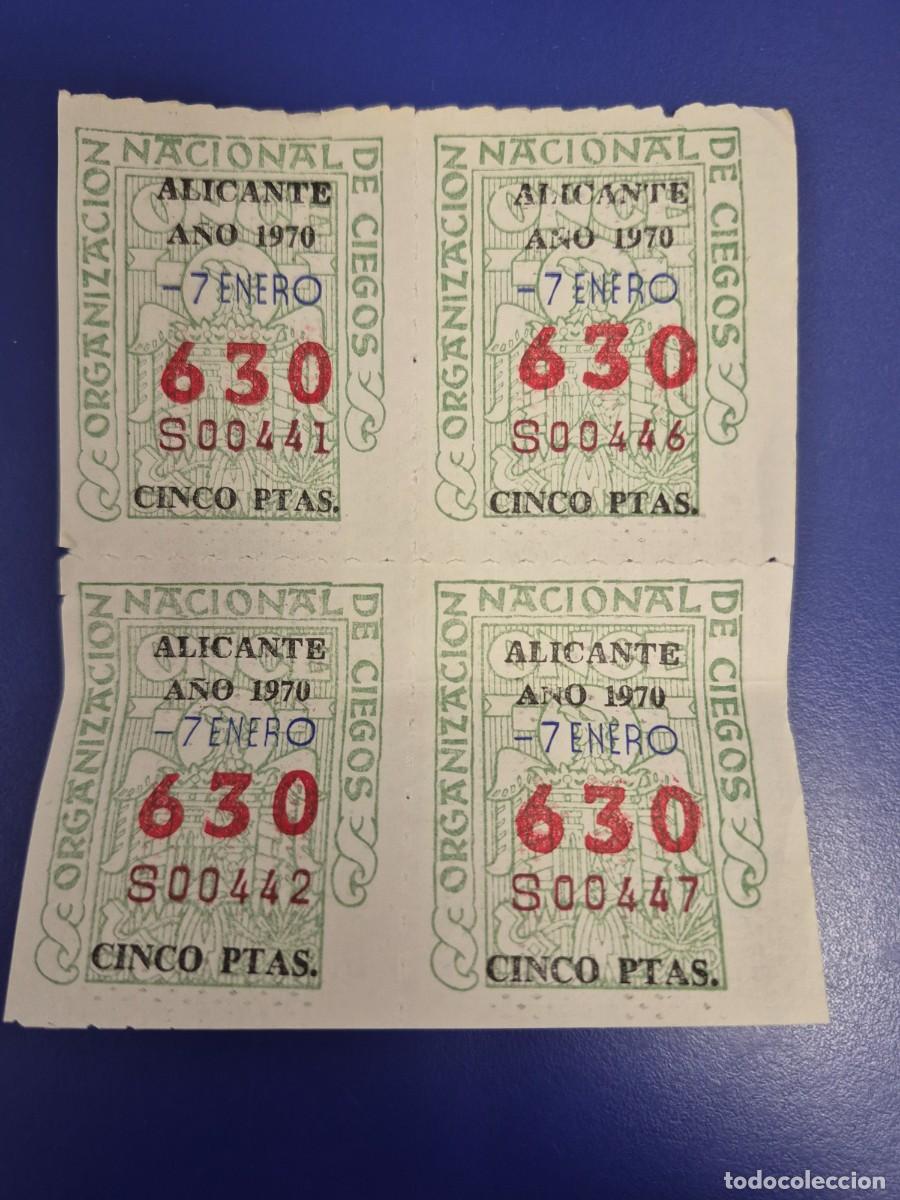 Cupones ONCE: CUPON ONCE 7 DE ENERO DE 1970 BLOQUE DE 4 ALICANTE