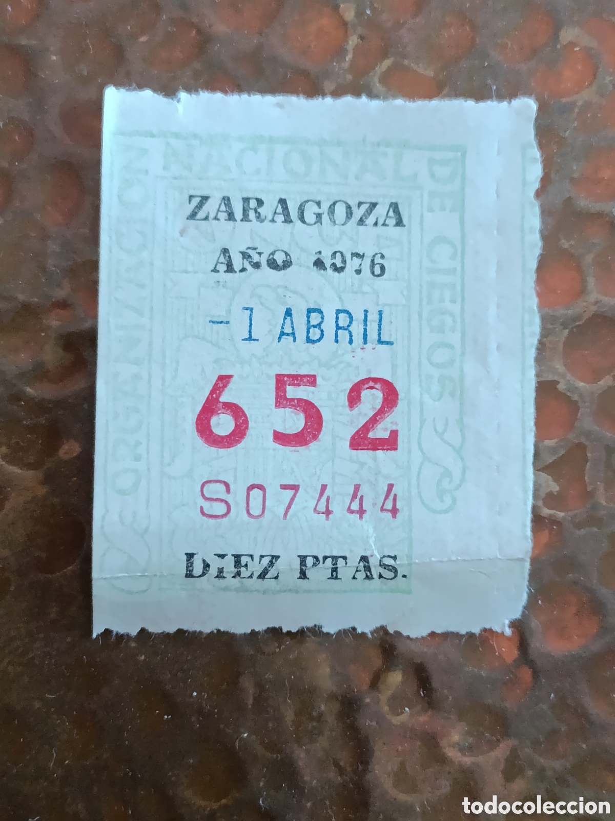 Cupones ONCE: CUPON DE LOTERIA LA ONCE 652 10 PTAS [ A&Ntilde;O 1976 ]