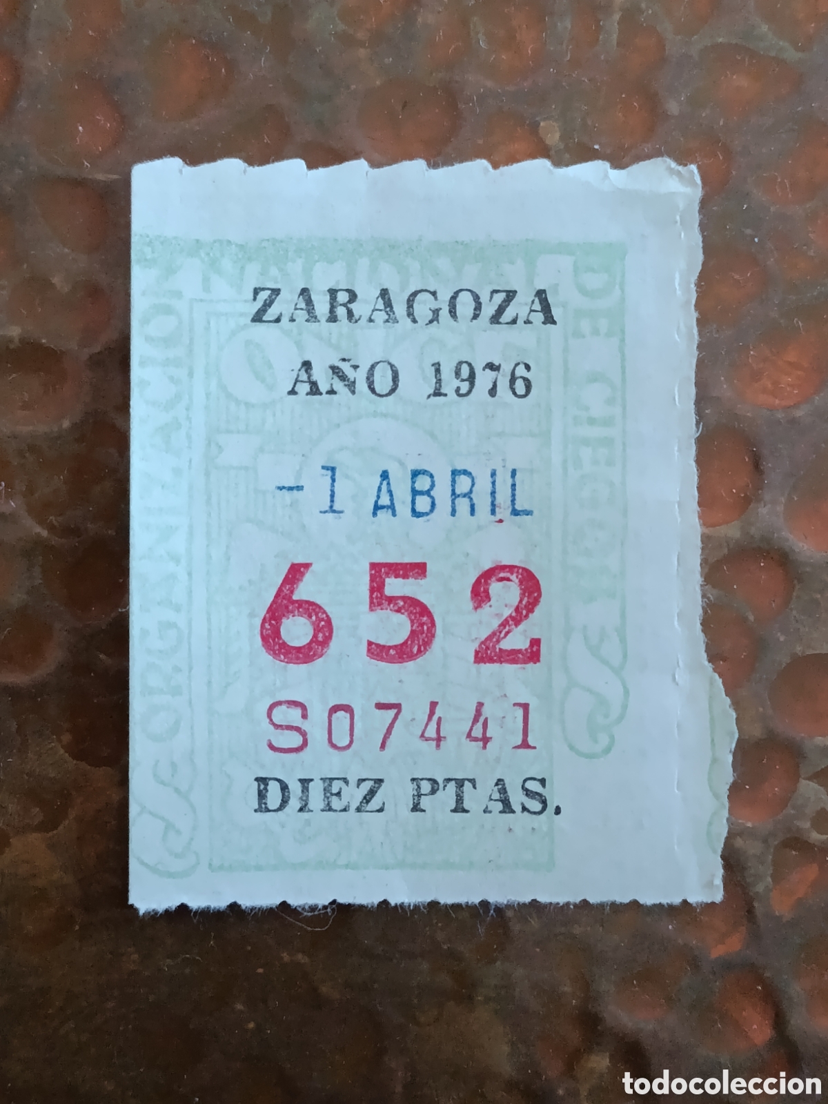 Cupones ONCE: CUPON DE LOTERIA LA ONCE 652 10 PTAS [ A&Ntilde;O 1976 ]