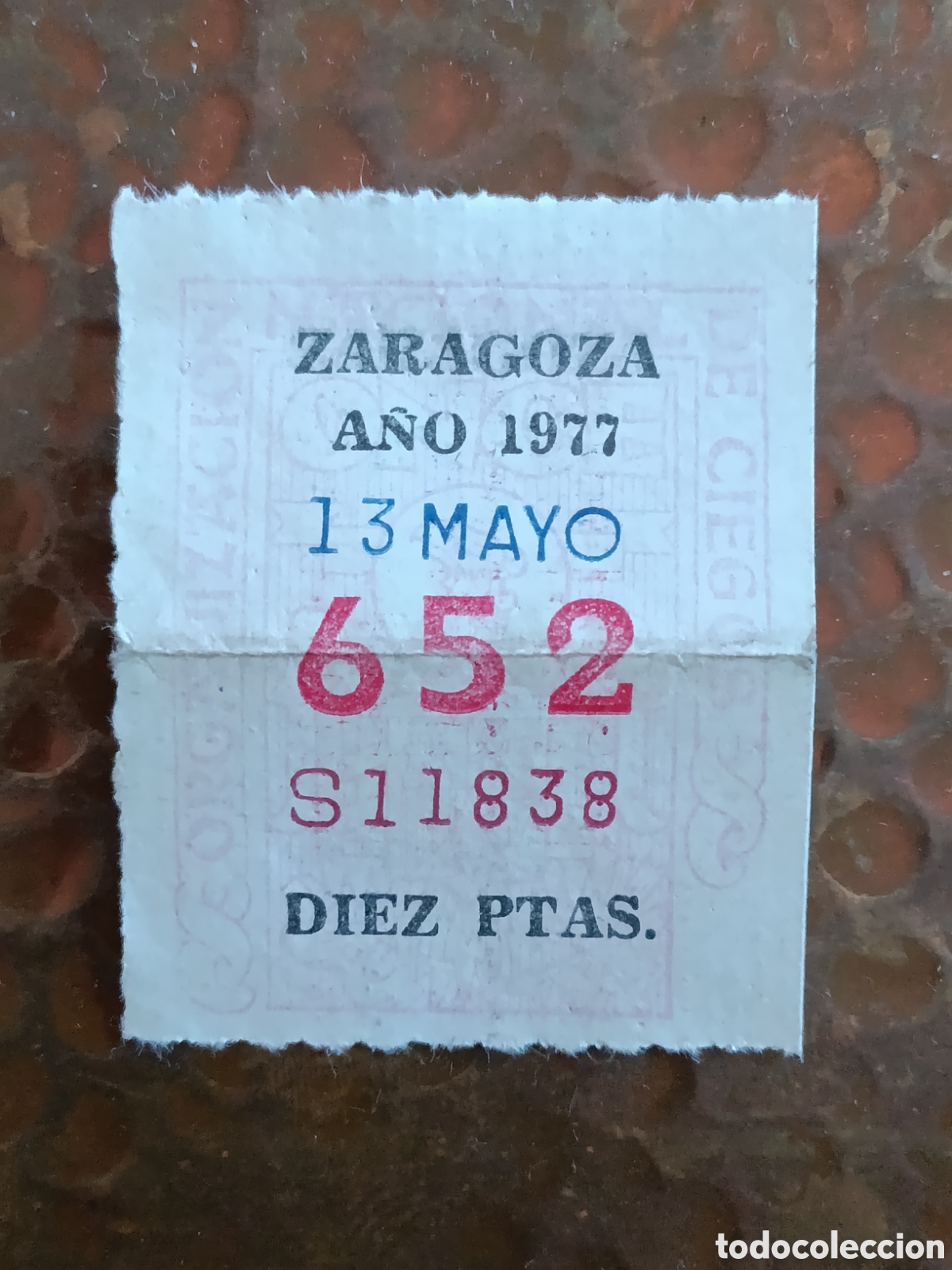 Cupones ONCE: CUPON DE LOTERIA LA ONCE 652 10 PTAS [ A&Ntilde;O 1976 ]