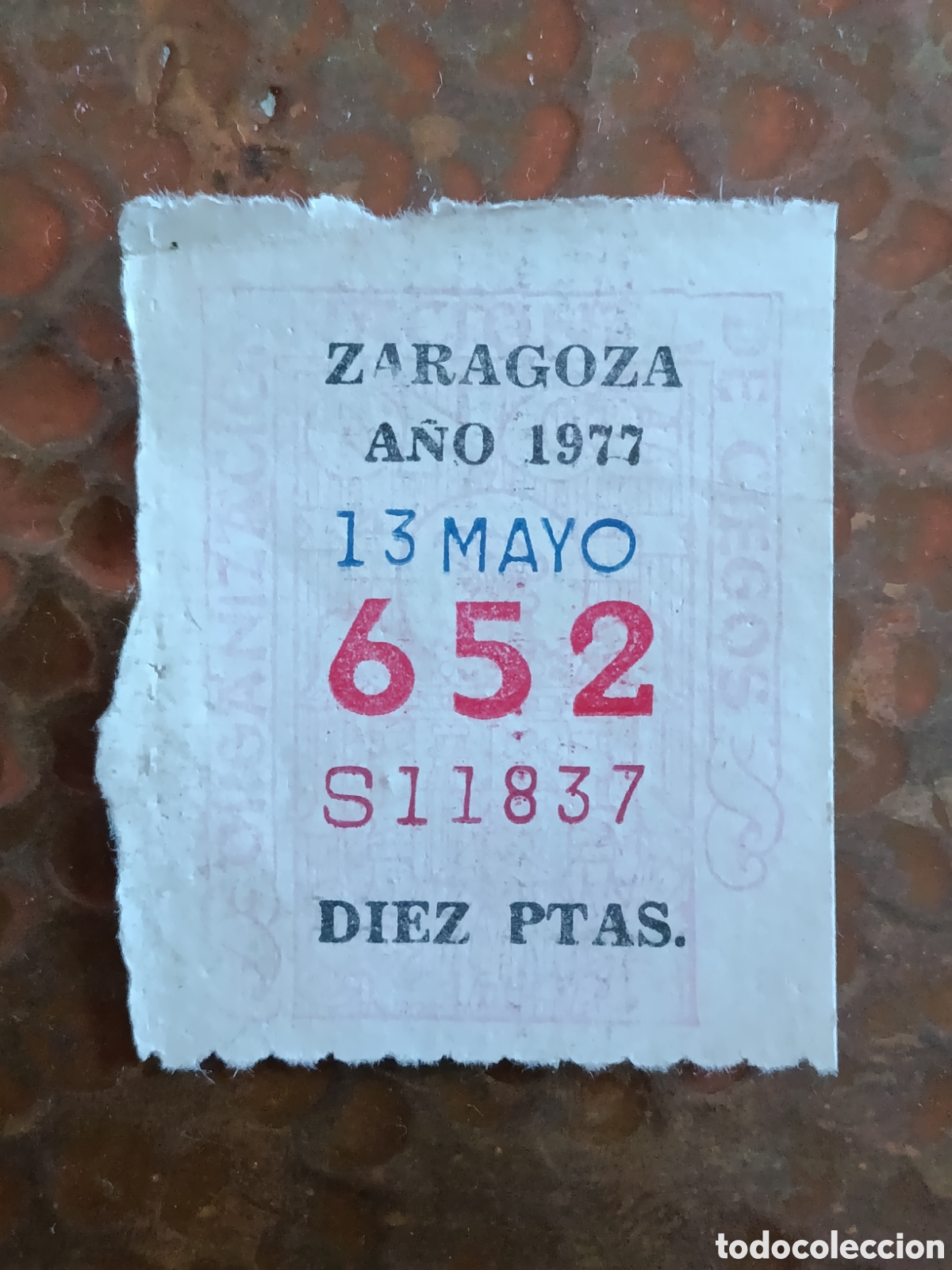 Cupones ONCE: CUPON DE LOTERIA LA ONCE 652 10 PTAS [ A&Ntilde;O 1976 ]