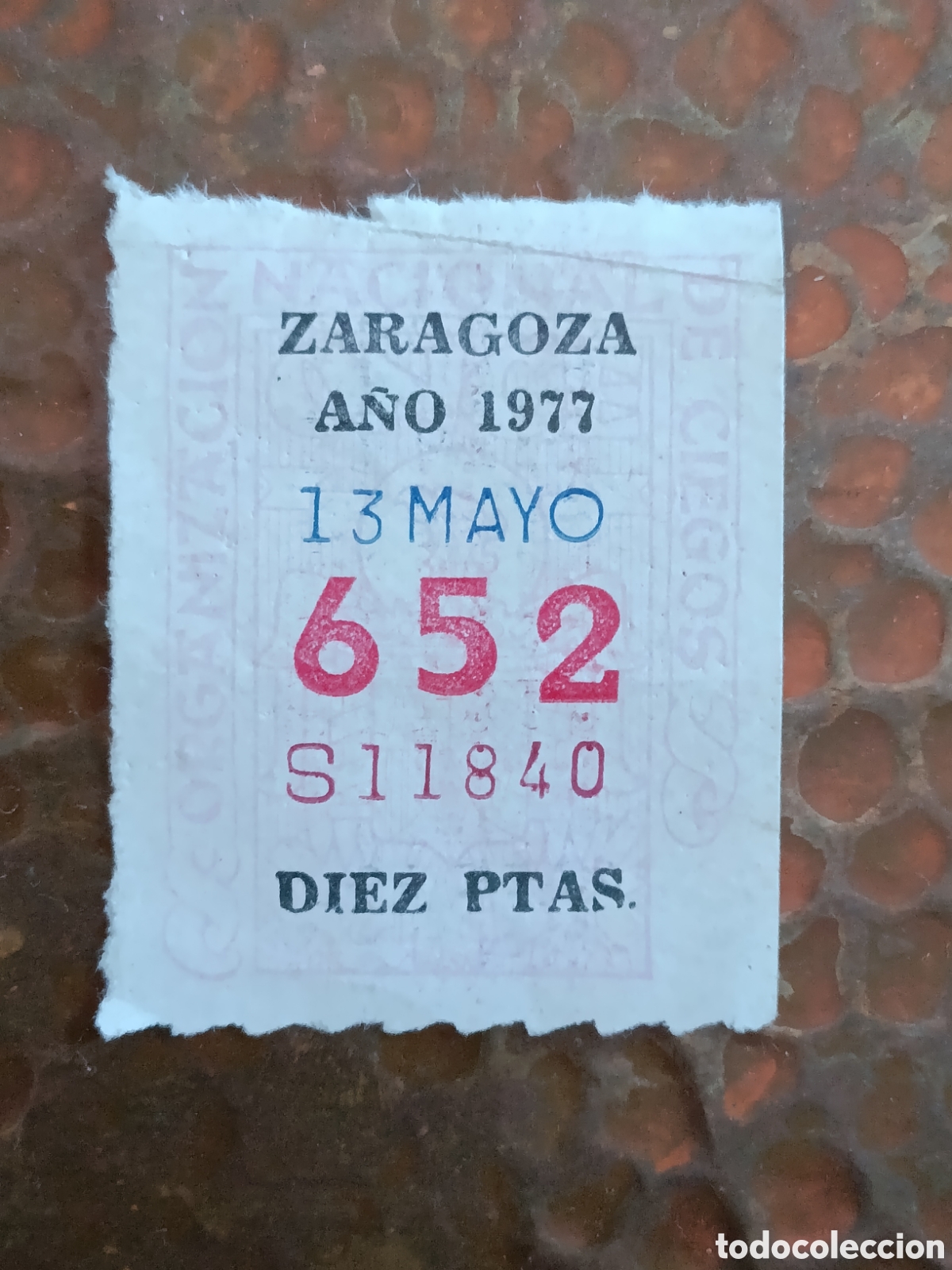 Cupones ONCE: CUPON DE LOTERIA LA ONCE 652 10 PTAS [ A&Ntilde;O 1977 ]