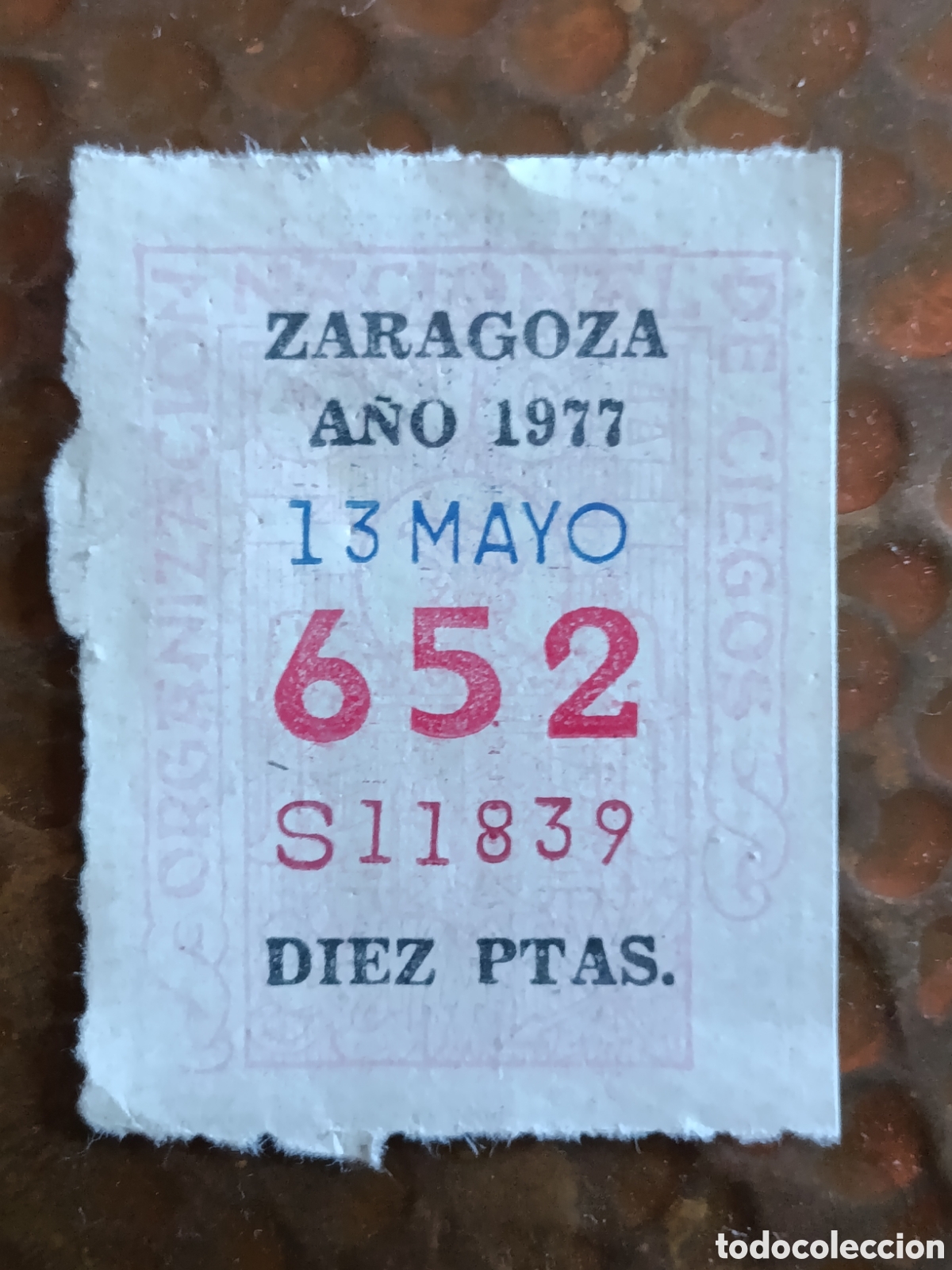 Cupones ONCE: CUPON DE LOTERIA LA ONCE 652 10 PTAS [ A&Ntilde;O 1977 ]