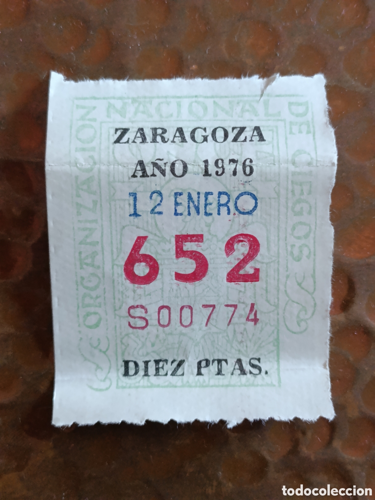 Cupones ONCE: CUPON DE LOTERIA LA ONCE 652 10 PTAS [ A&Ntilde;O 1976 ]