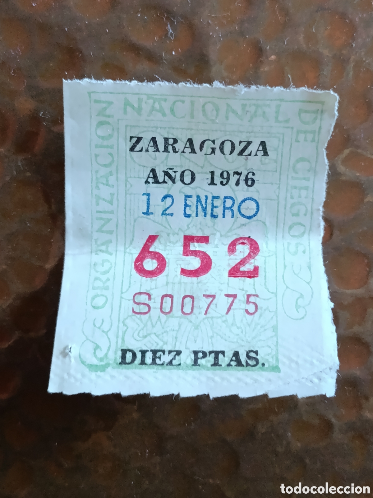 Cupones ONCE: CUPON DE LOTERIA LA ONCE 652 10 PTAS [ A&Ntilde;O 1976 ]