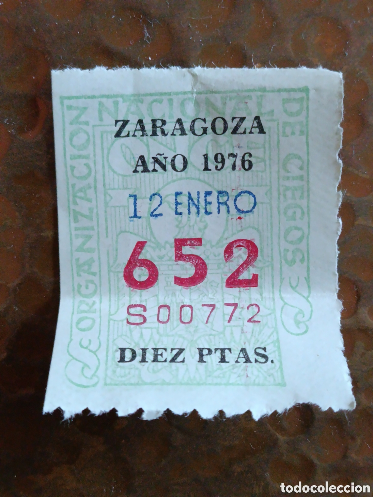 Cupones ONCE: CUPON DE LOTERIA LA ONCE 652 10 PTAS [ A&Ntilde;O 1976 ]
