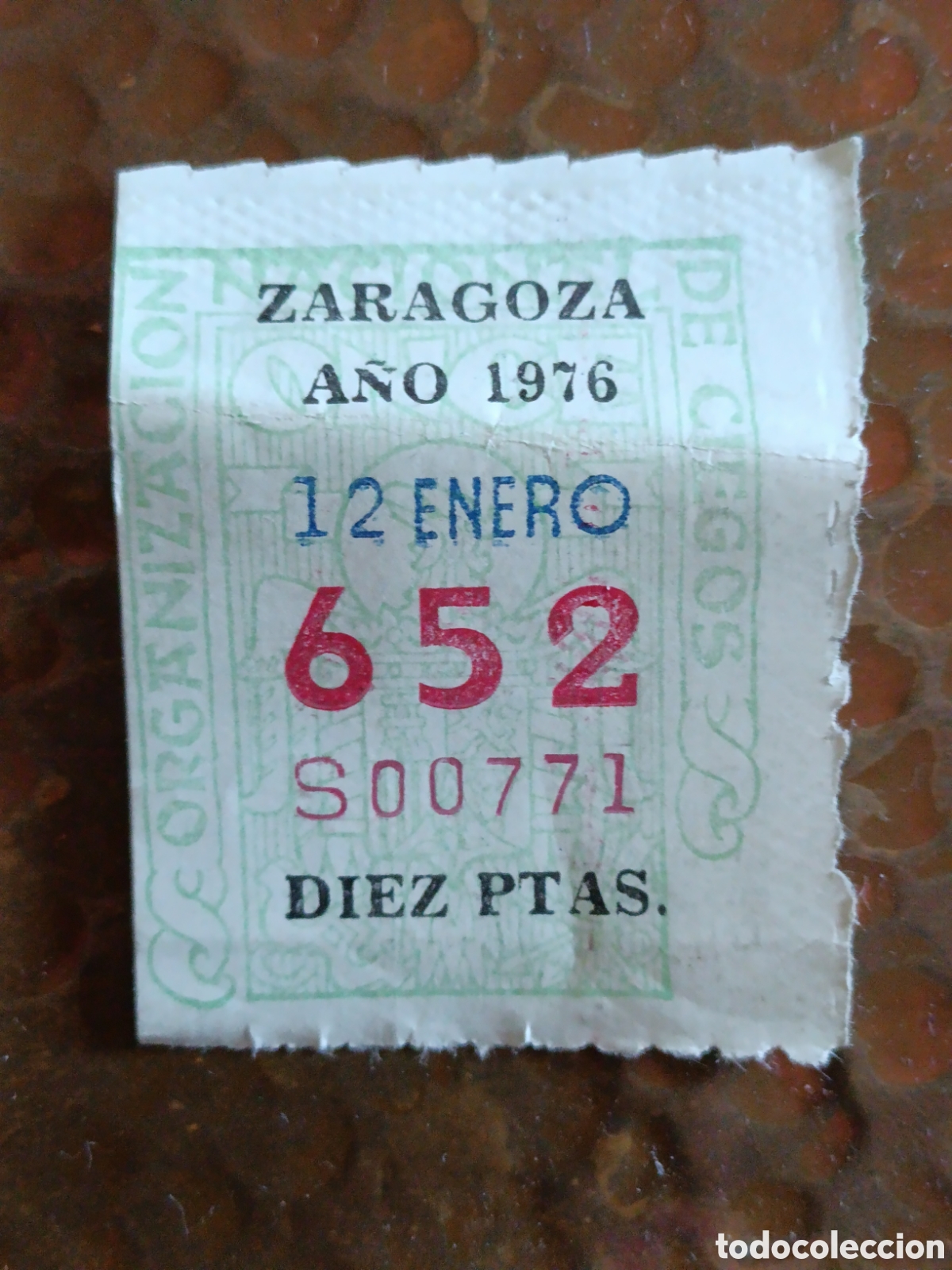 Cupones ONCE: CUPON DE LOTERIA LA ONCE 652 10 PTAS [ A&Ntilde;O 1976 ]