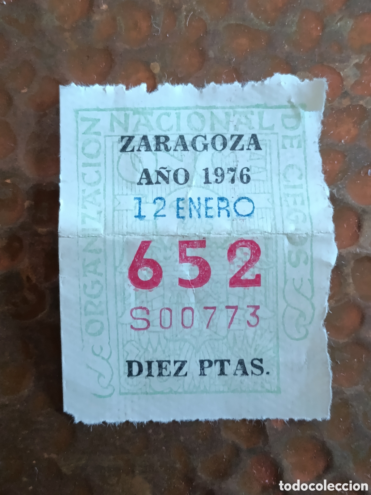 Cupones ONCE: CUPON DE LOTERIA LA ONCE 652 10 PTAS [ A&Ntilde;O 1976 ]