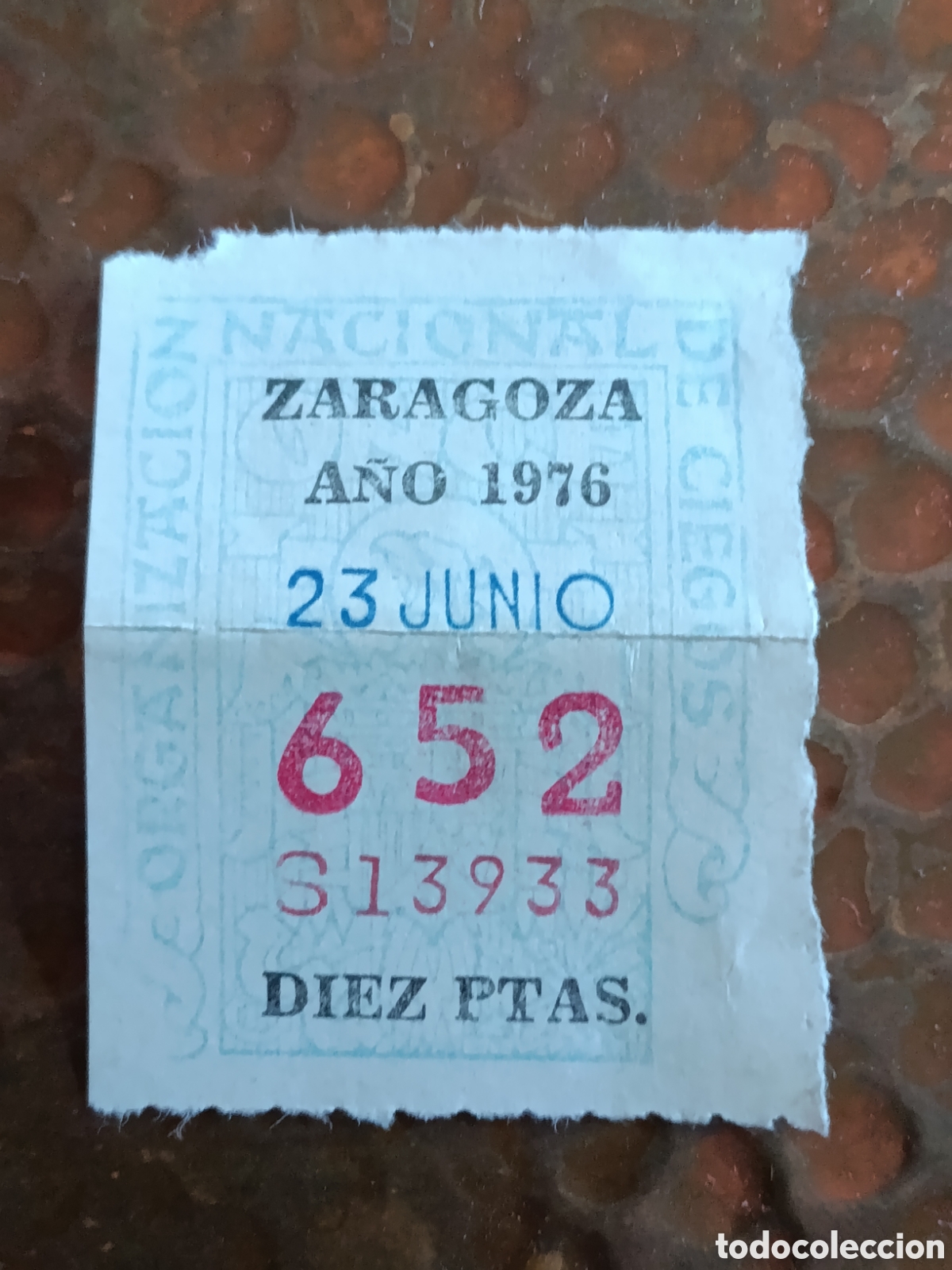 Cupones ONCE: CUPON DE LOTERIA LA ONCE 652 10 PTAS [ A&Ntilde;O 1976 ]