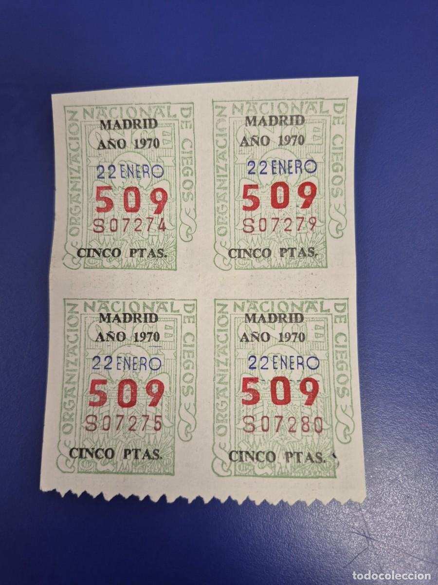 Cupones ONCE: CUPON ONCE 22 DE ENERO DE 1970 BLOQUE DE 4 MADRID