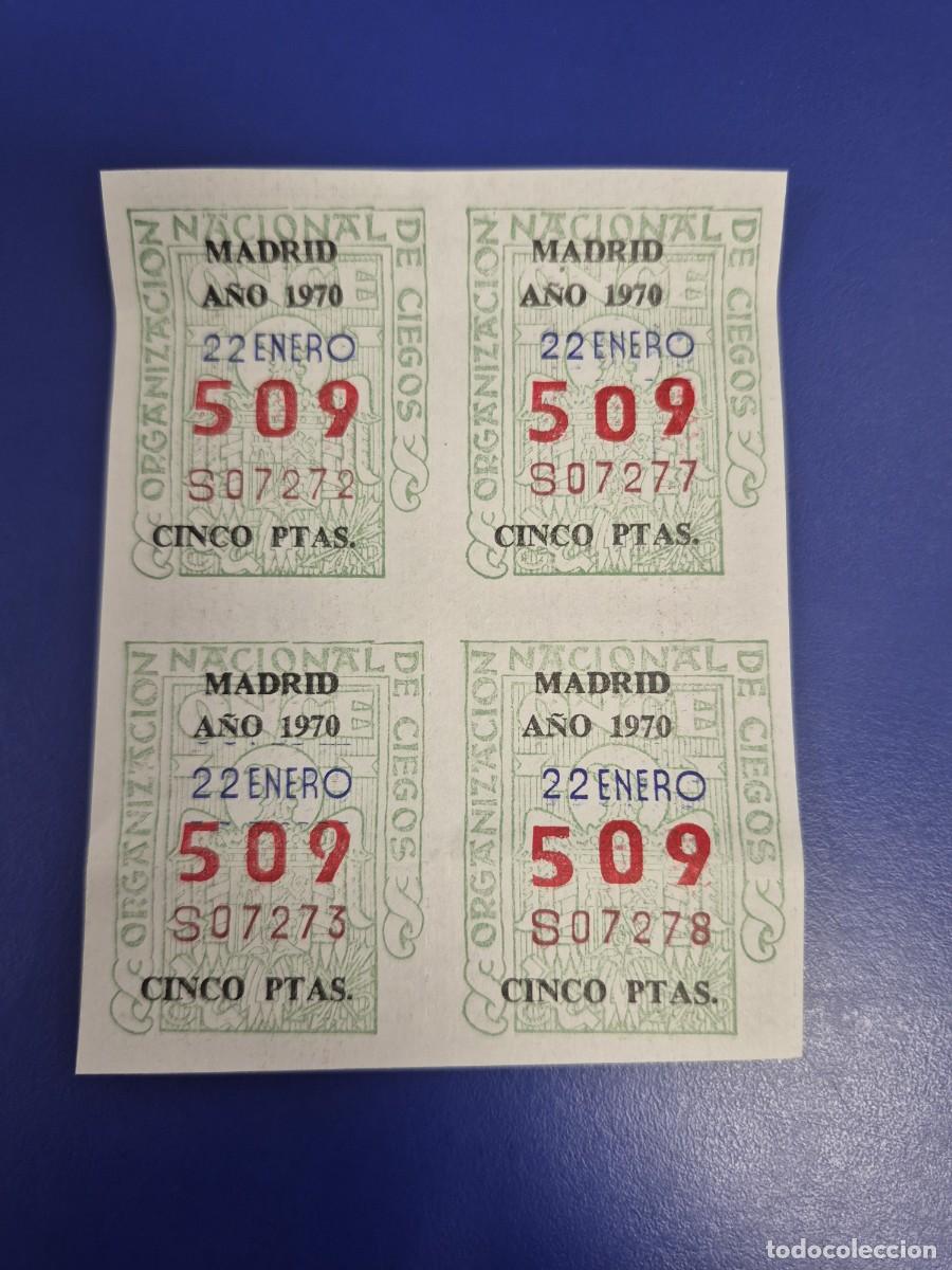 Cupones ONCE: CUPON ONCE 22 DE ENERO DE 1970 BLOQUE DE 4 MADRID