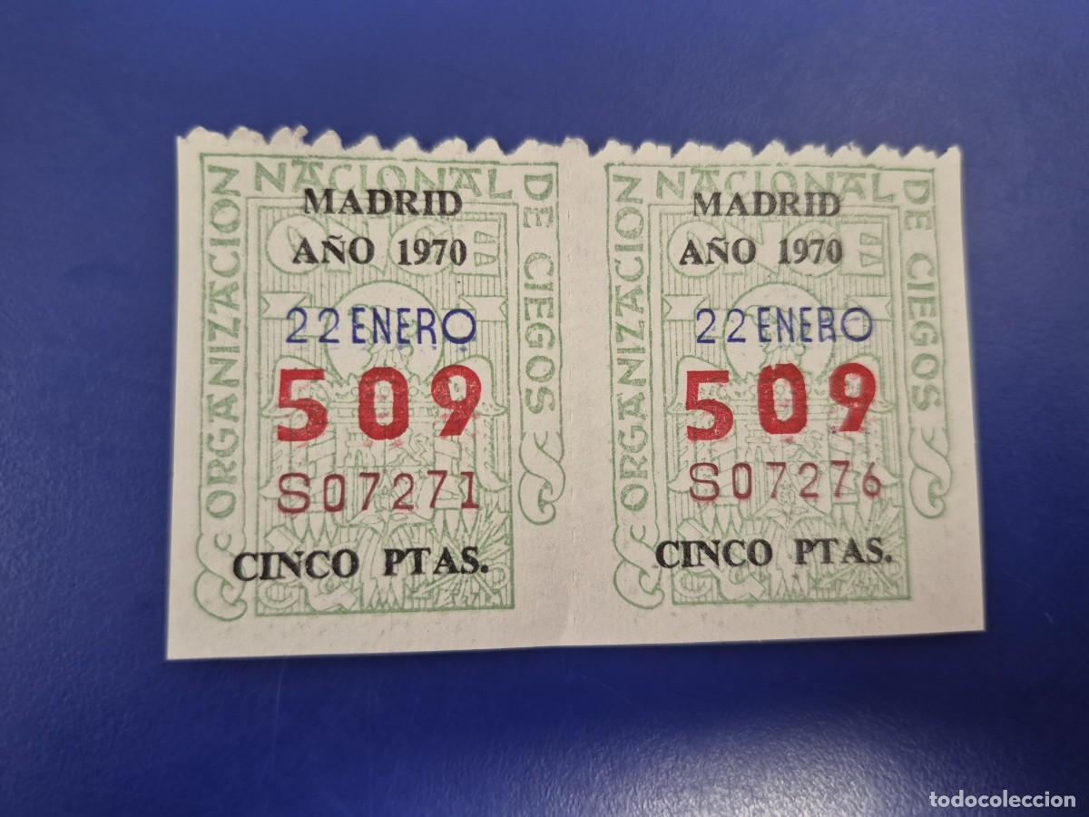 Cupones ONCE: CUPON ONCE 22 DE ENERO DE 1970 BLOQUE DE 2 MADRID