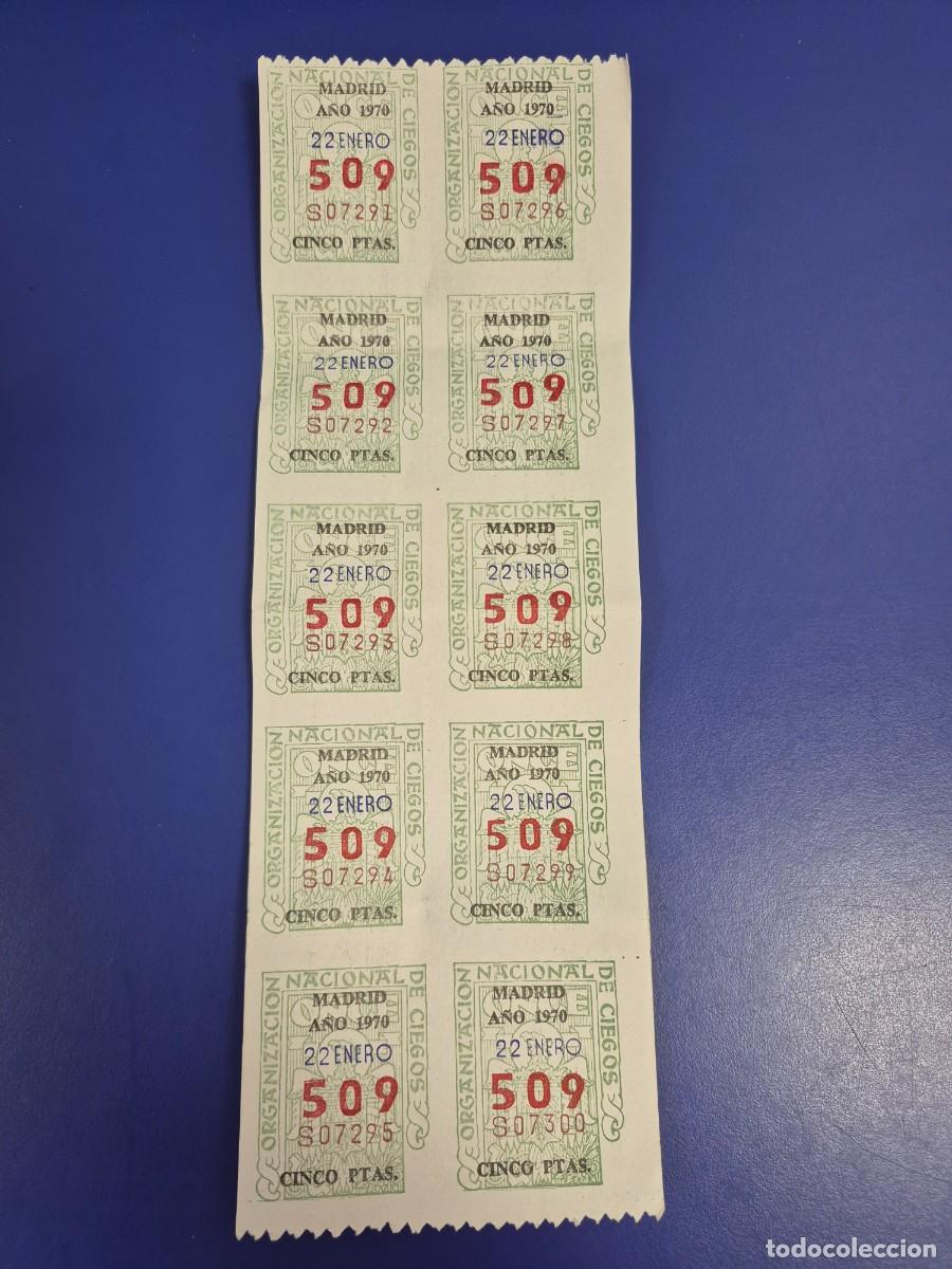 Cupones ONCE: CUPON ONCE 22 DE ENERO DE 1970 BLOQUE DE 10 MADRID