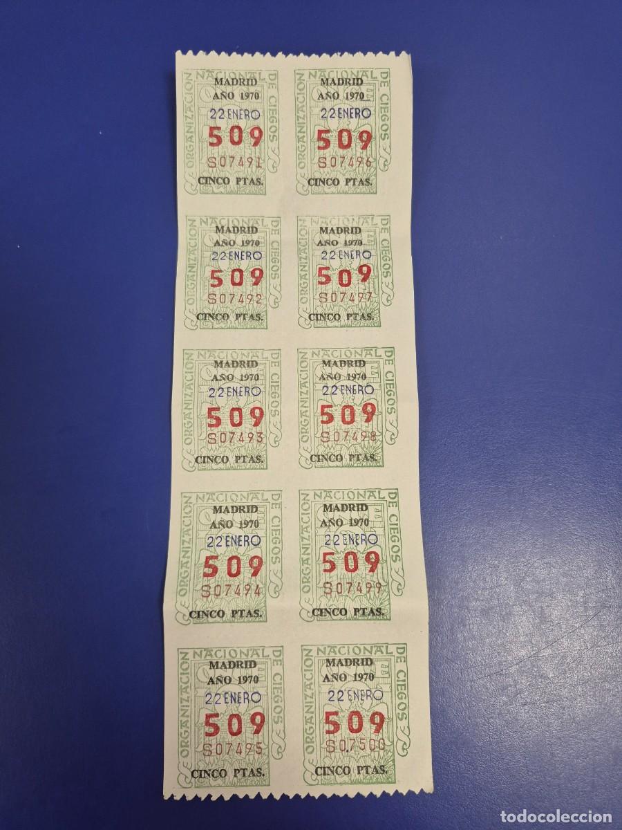 Cupones ONCE: CUPON ONCE 22 DE ENERO DE 1970 BLOQUE DE 10 MADRID