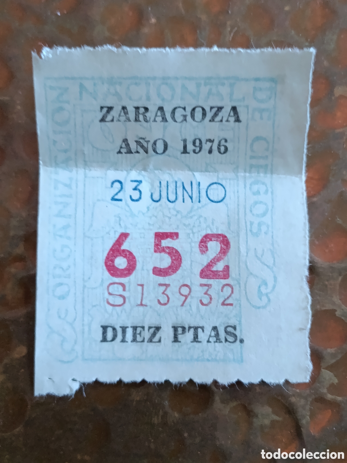 Cupones ONCE: CUPON DE LOTERIA LA ONCE 652 10 PTAS [ A&Ntilde;O 1976 ]