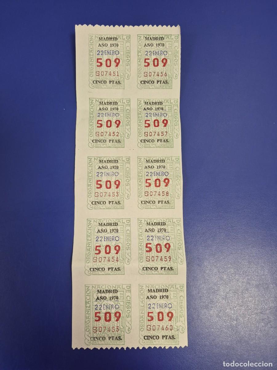 Cupones ONCE: CUPON ONCE 22 DE ENERO DE 1970 BLOQUE DE 10 MADRID