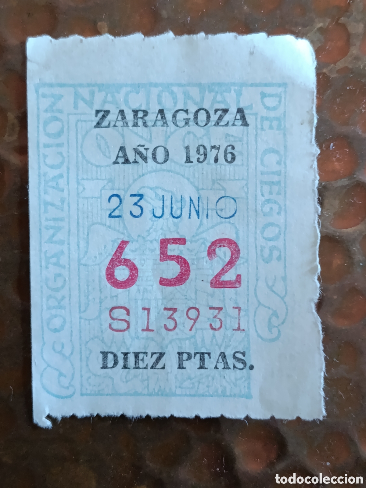 Cupones ONCE: CUPON DE LOTERIA LA ONCE 652 10 PTAS [ A&Ntilde;O 1976 ]