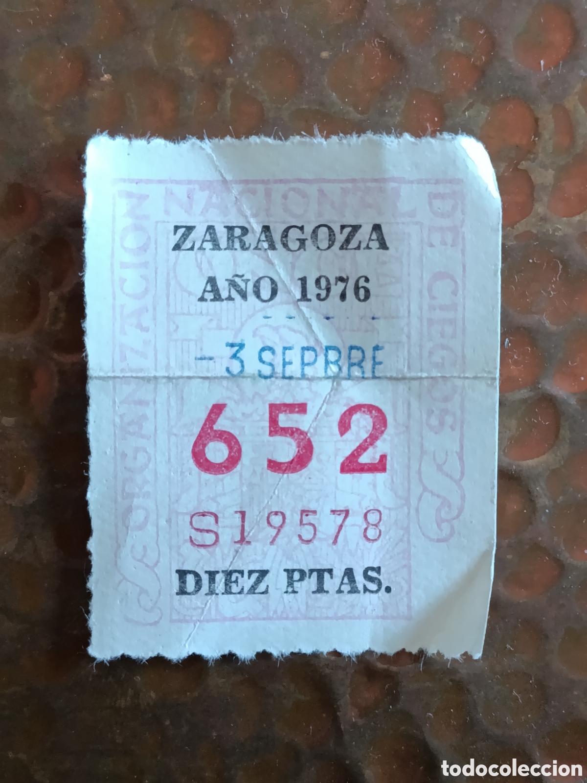 Cupones ONCE: CUPON DE LOTERIA LA ONCE 652 10 PTAS [ A&Ntilde;O 1976 ]
