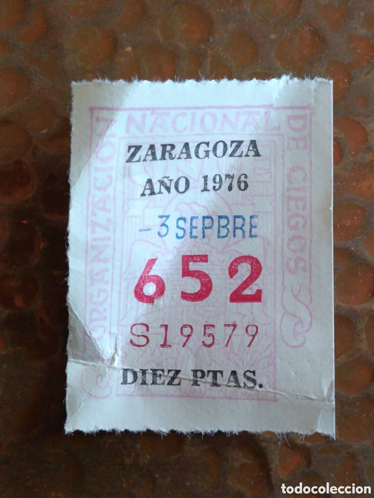 Cupones ONCE: CUPON DE LOTERIA LA ONCE 652 10 PTAS [ A&Ntilde;O 1976 ]
