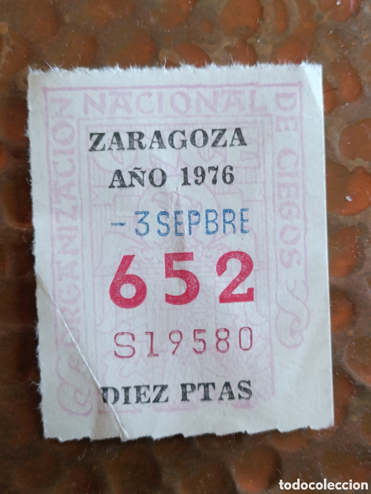Cupones ONCE: CUPON DE LOTERIA LA ONCE 652 10 PTAS [ A&Ntilde;O 1976 ]