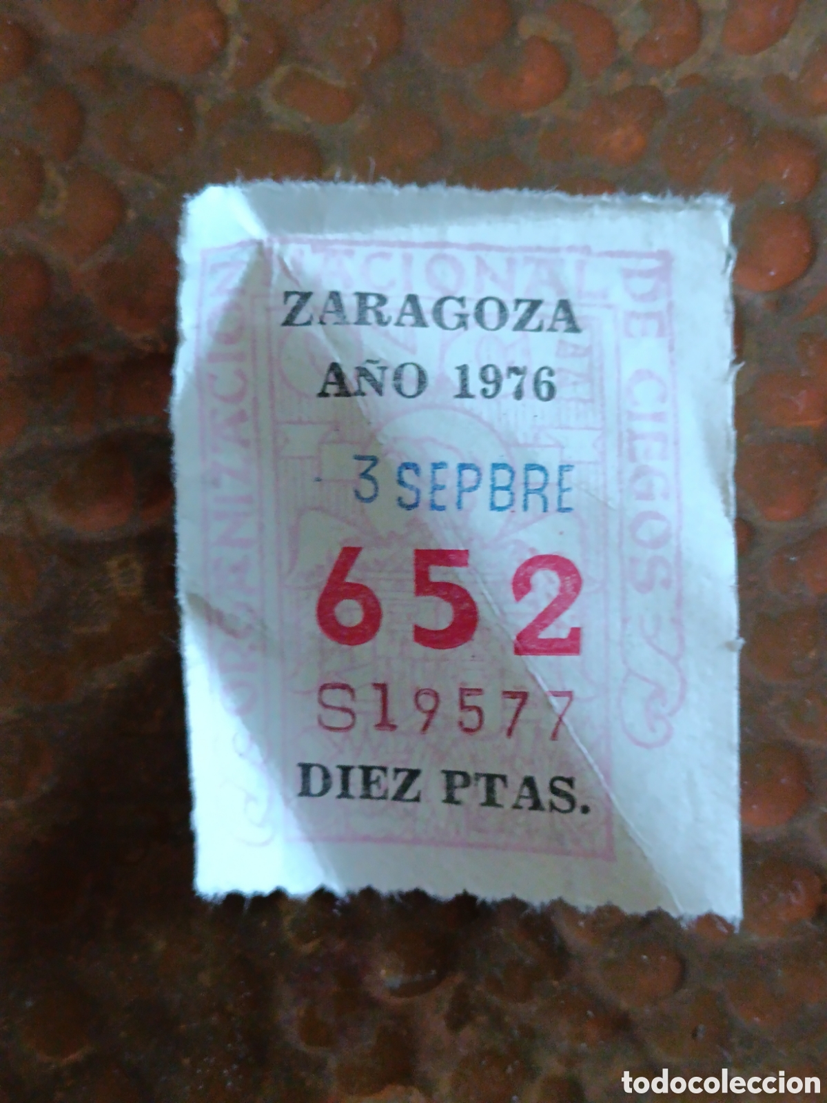 Cupones ONCE: CUPON DE LOTERIA LA ONCE 652 10 PTAS [ A&Ntilde;O 1976 ]