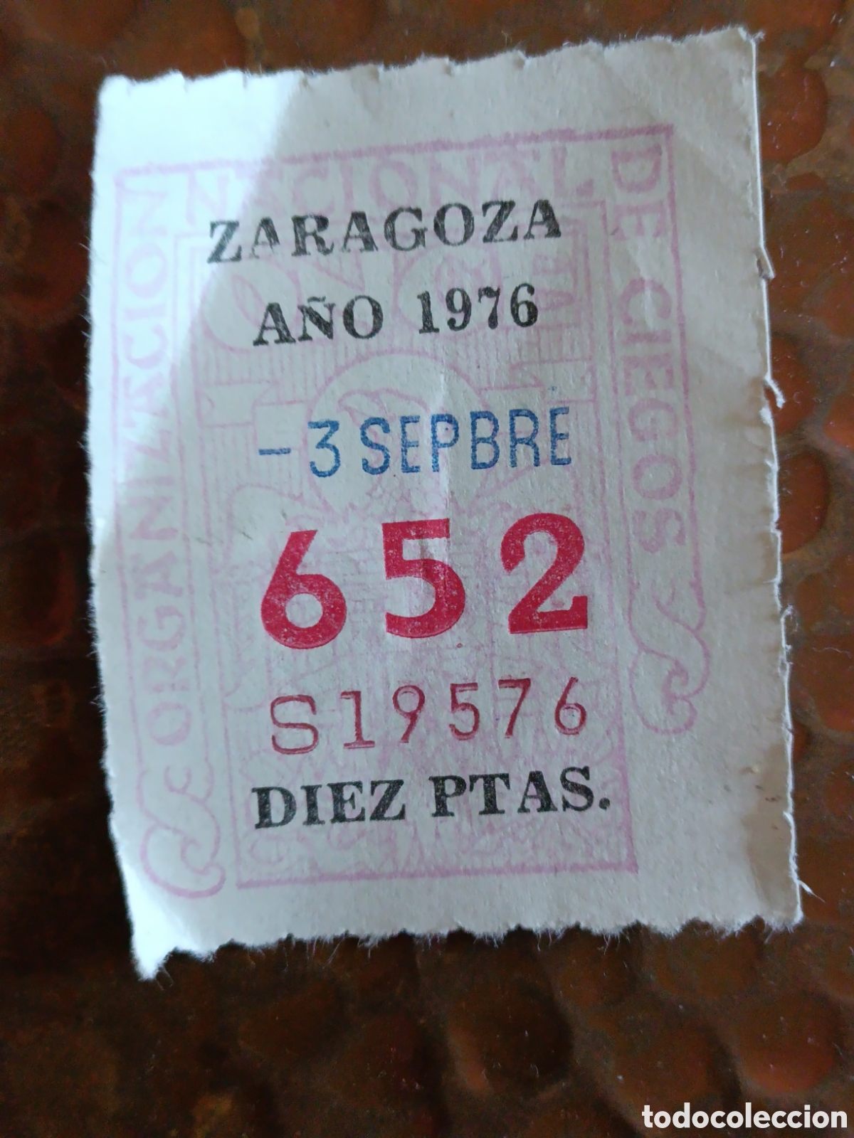Cupones ONCE: CUPON DE LOTERIA LA ONCE 652 10 PTAS [ A&Ntilde;O 1976 ]