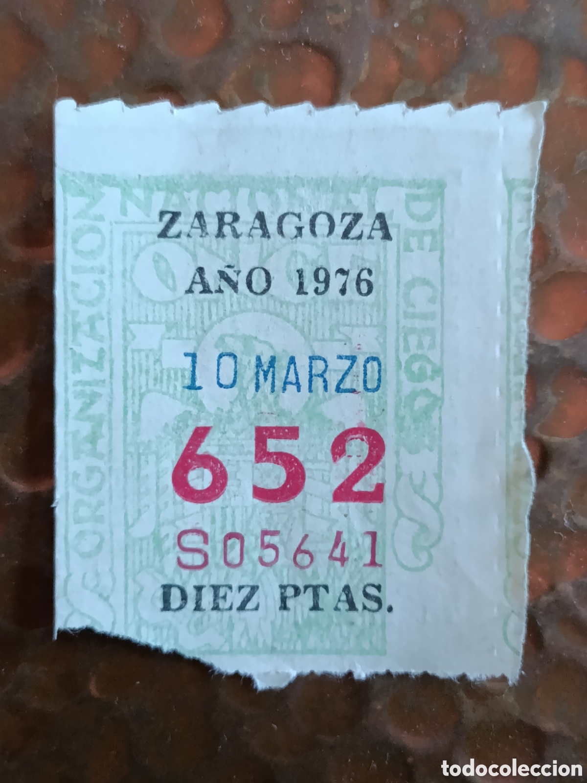Cupones ONCE: CUPON DE LOTERIA LA ONCE 652 10 PTAS [ A&Ntilde;O 1976 ]