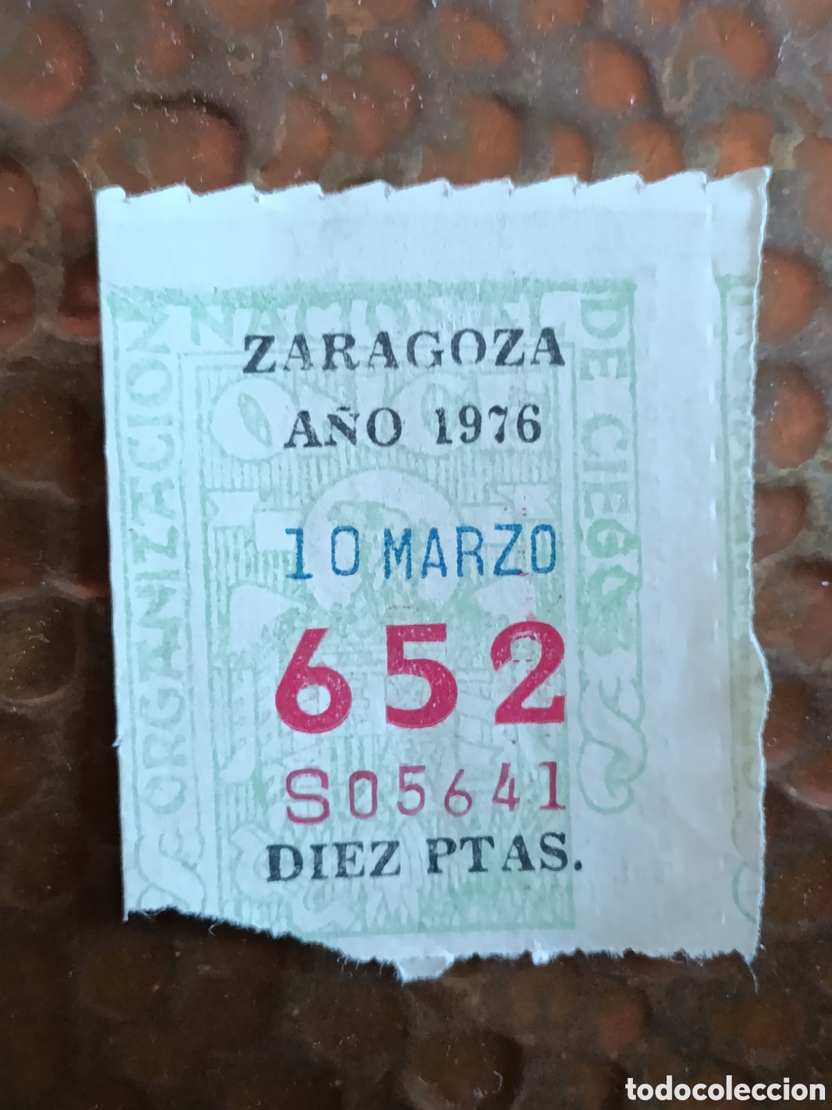 Cupones ONCE: CUPON DE LOTERIA LA ONCE 652 10 PTAS [ A&Ntilde;O 1976 ]
