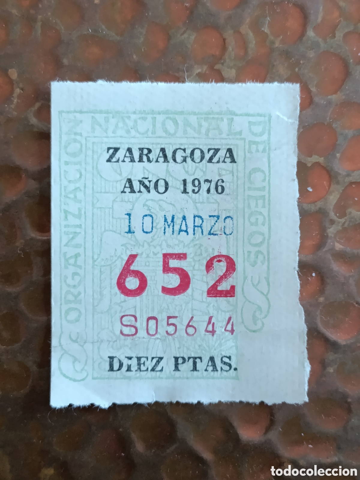 Cupones ONCE: CUPON DE LOTERIA LA ONCE 652 10 PTAS [ A&Ntilde;O 1976 ]