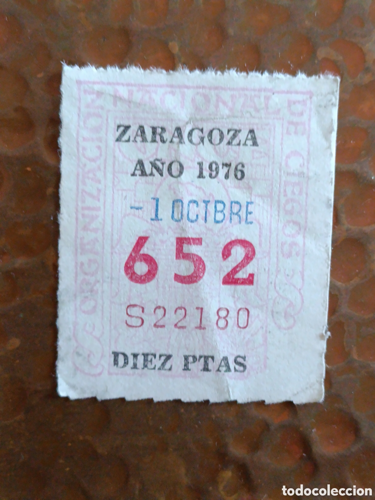 Cupones ONCE: CUPON DE LOTERIA LA ONCE 652 10 PTAS [ A&Ntilde;O 1976 ]