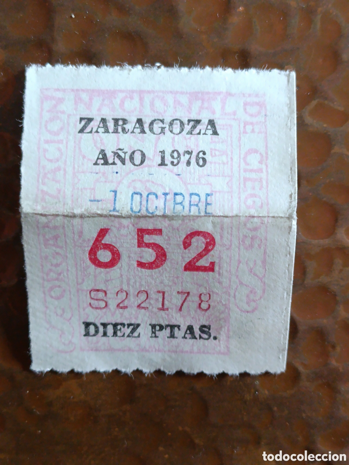 Cupones ONCE: CUPON DE LOTERIA LA ONCE 652 10 PTAS [ A&Ntilde;O 1976 ]