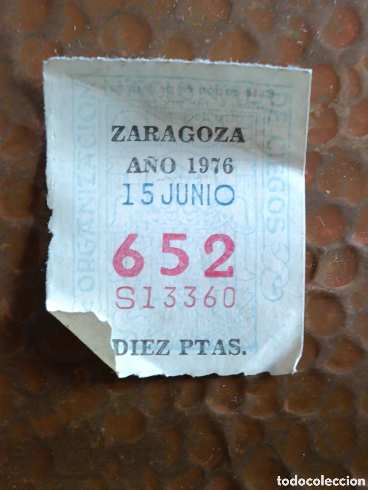 Cupones ONCE: CUPON DE LOTERIA LA ONCE 652 10 PTAS [ A&Ntilde;O 1976 ]