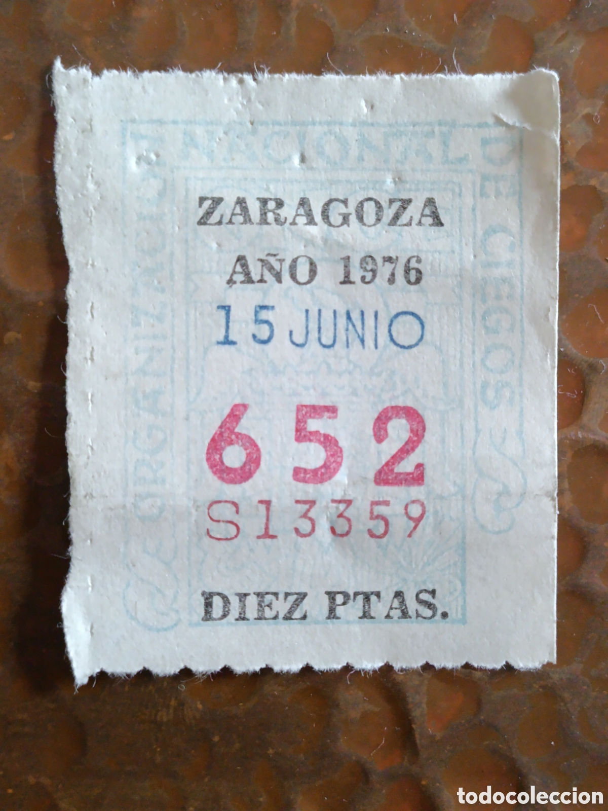 Cupones ONCE: CUPON DE LOTERIA LA ONCE 652 10 PTAS [ A&Ntilde;O 1976 ]