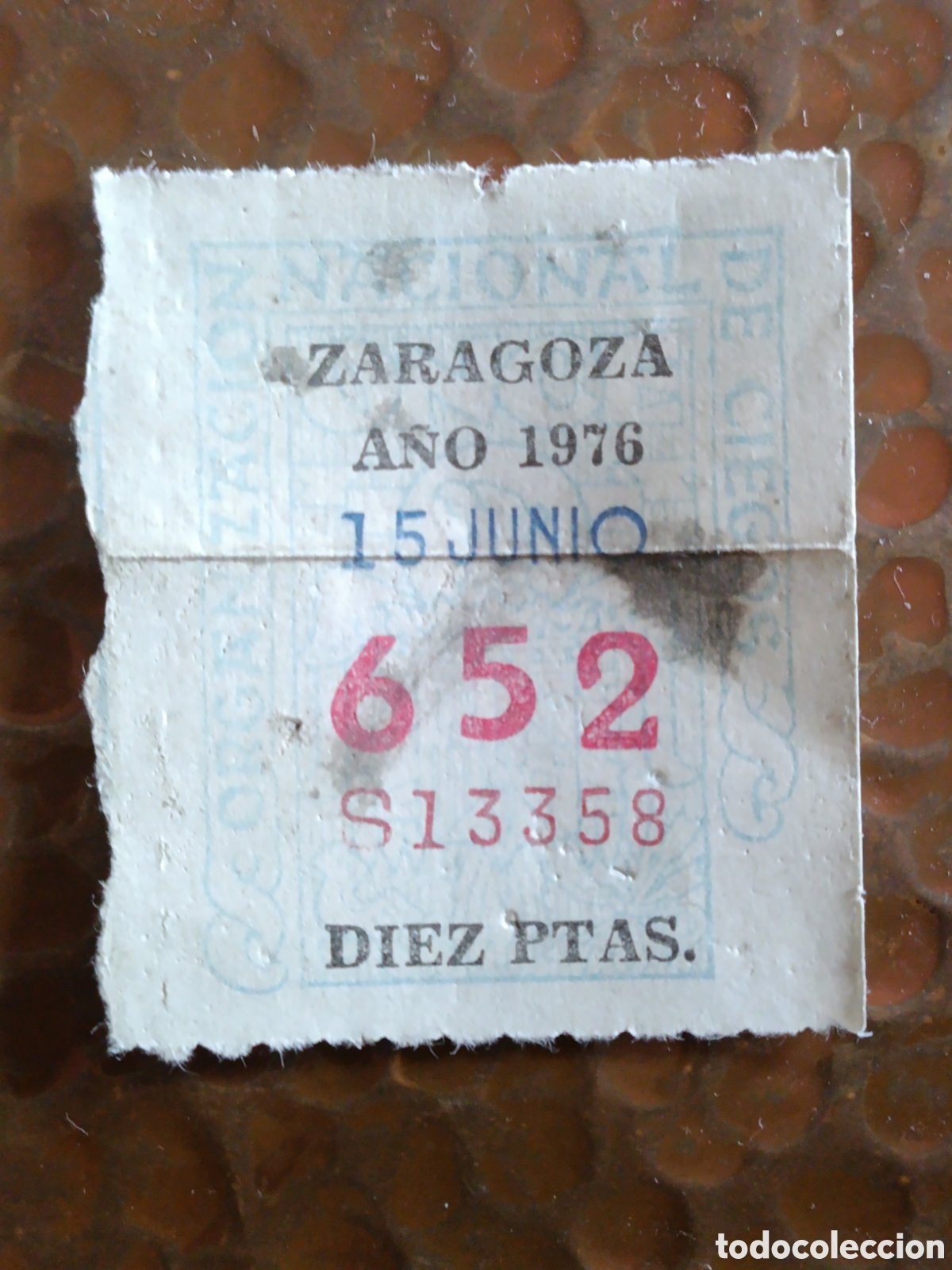 Cupones ONCE: CUPON DE LOTERIA LA ONCE 652 10 PTAS [ A&Ntilde;O 1976 ]