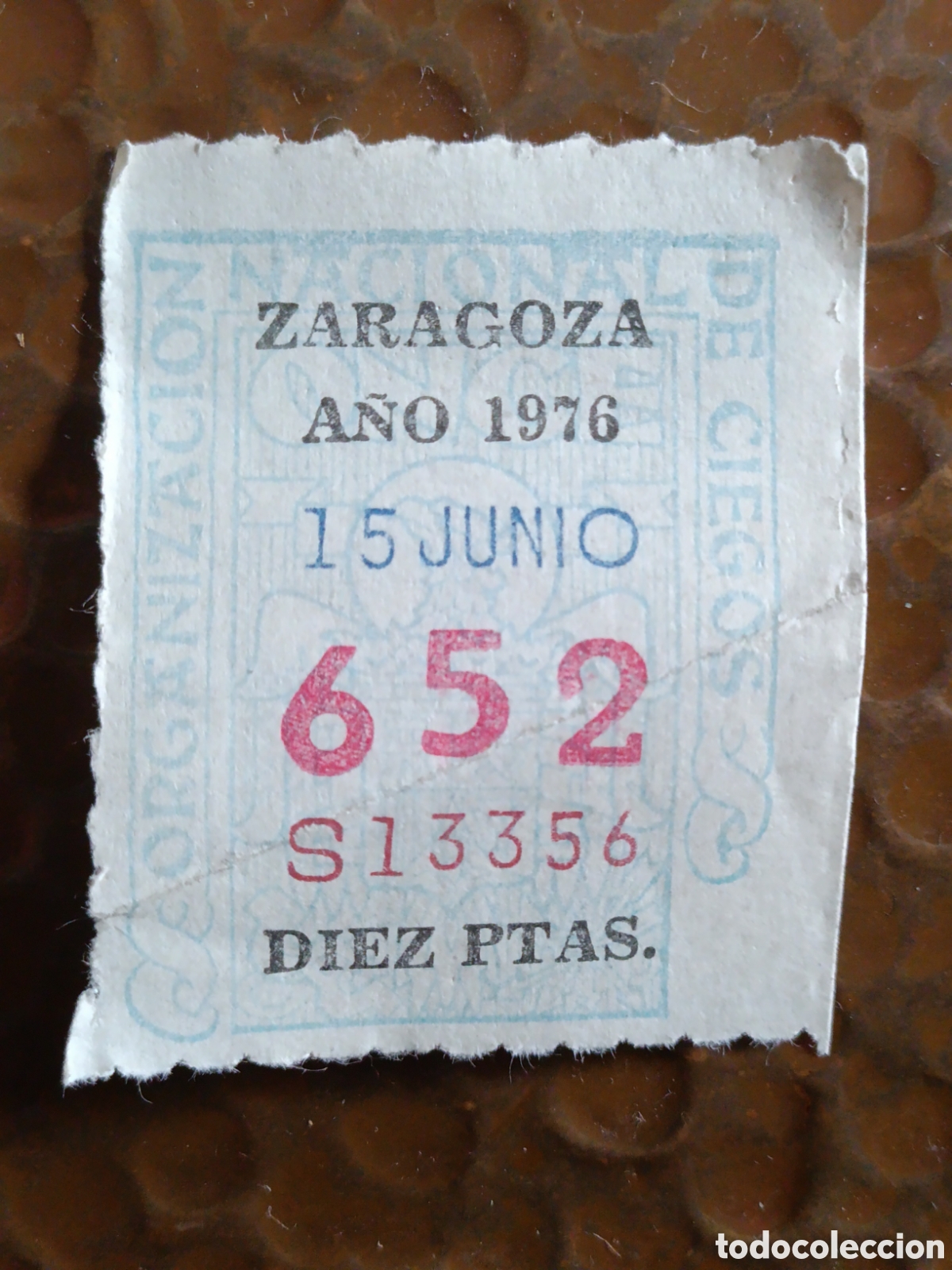 Cupones ONCE: CUPON DE LOTERIA LA ONCE 652 10 PTAS [ A&Ntilde;O 1976 ]