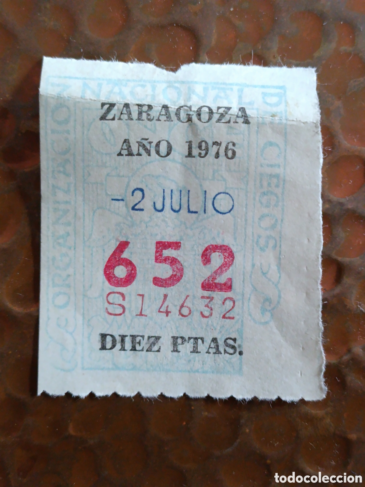 Cupones ONCE: CUPON DE LOTERIA LA ONCE 652 10 PTAS [ A&Ntilde;O 1976 ]
