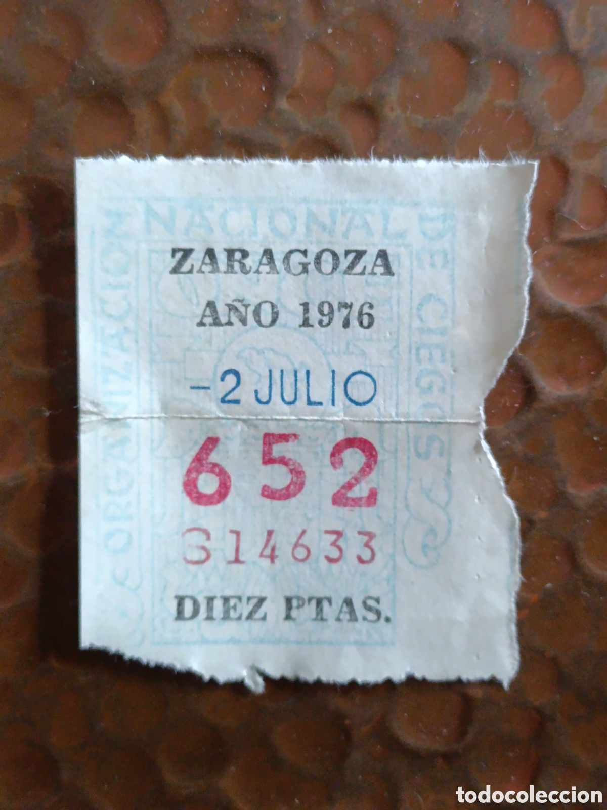 Cupones ONCE: CUPON DE LOTERIA LA ONCE 652 10 PTAS [ A&Ntilde;O 1976 ]