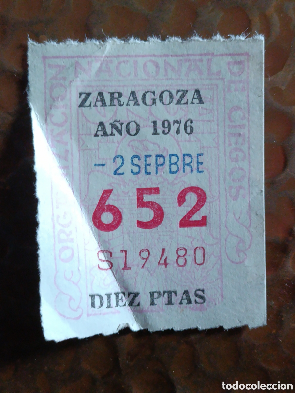 Cupones ONCE: CUPON DE LOTERIA LA ONCE 652 10 PTAS [ A&Ntilde;O 1976 ]