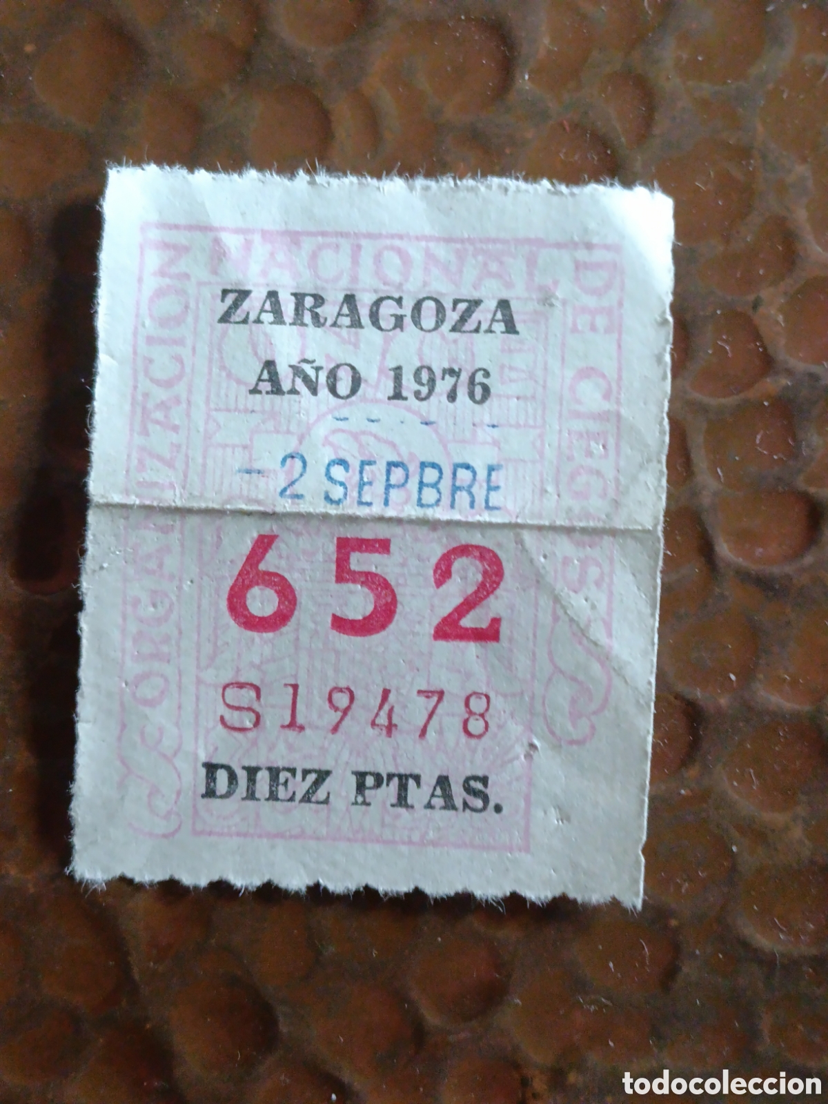 Cupones ONCE: CUPON DE LOTERIA LA ONCE 652 10 PTAS [ A&Ntilde;O 1976 ]
