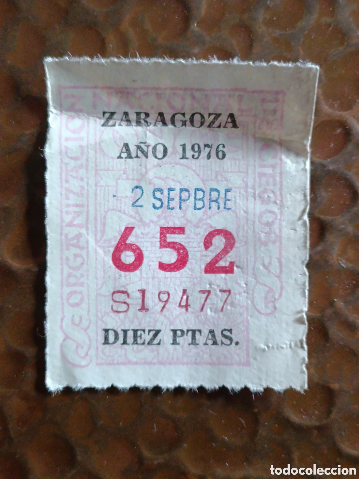 Cupones ONCE: CUPON DE LOTERIA LA ONCE 652 10 PTAS [ A&Ntilde;O 1976 ]