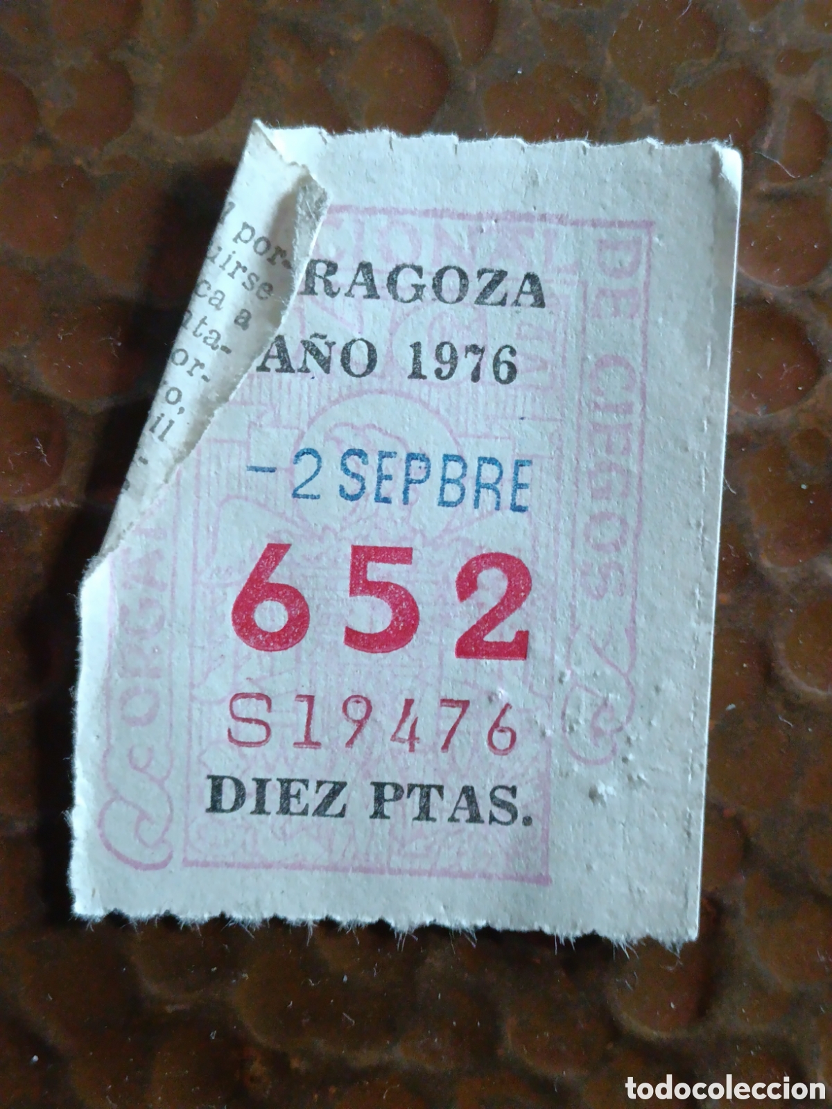 Cupones ONCE: CUPON DE LOTERIA LA ONCE 652 10 PTAS [ A&Ntilde;O 1976 ]