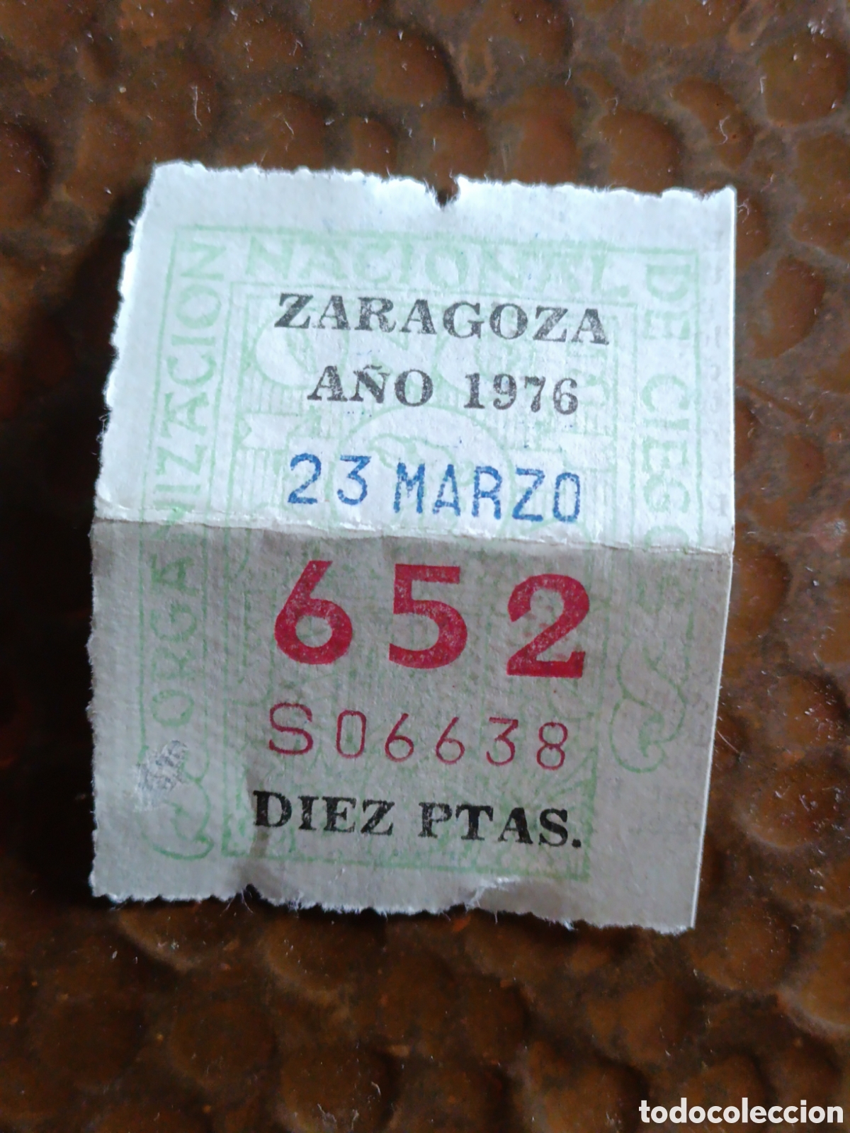 Cupones ONCE: CUPON DE LOTERIA LA ONCE 652 10 PTAS [ A&Ntilde;O 1976 ]