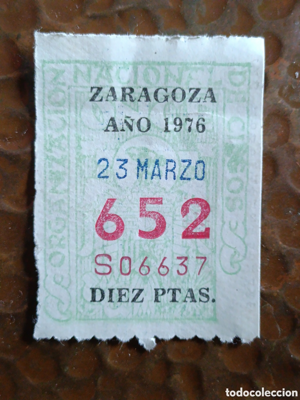 Cupones ONCE: CUPON DE LOTERIA LA ONCE 652 10 PTAS [ A&Ntilde;O 1976 ]