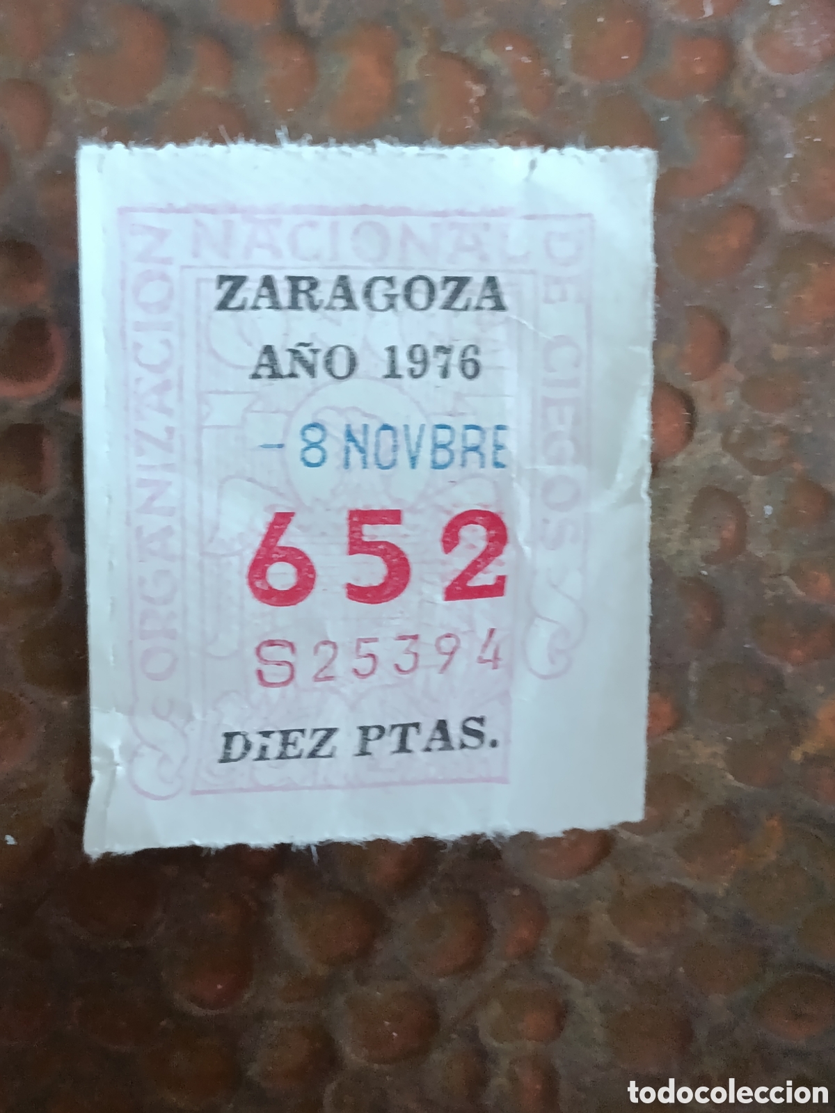 Cupones ONCE: CUPON DE LOTERIA LA ONCE 652 10 PTAS [ A&Ntilde;O 1976 ]