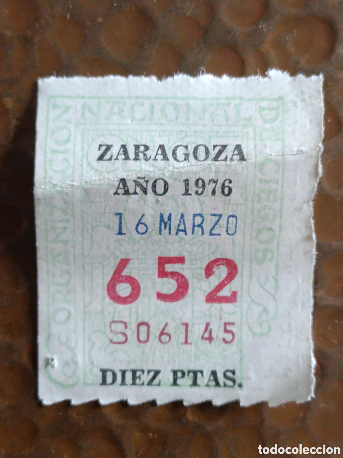 Cupones ONCE: CUPON DE LOTERIA LA ONCE 652 10 PTAS [ A&Ntilde;O 1976 ]